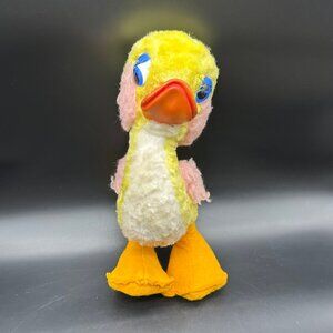 Vintage Rushton Rubber Face Duck Yellow Duckling Stuffed Animal Toy Kitschy READ